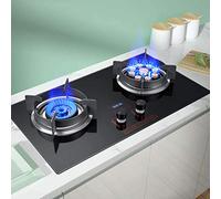 MytaYt29.5 inch tempered glass gas hob, built-in gas stove, 2-flame gas hob with thermocouple protection, liquefied gas