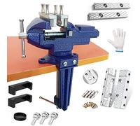 MYTEC Étau d'établi ou de table, mâchoire multifonctionnelle, étau combiné multifonction avec réglage rapide, étau universel rotatif à 360°, étau de serrage de 8,4 cm, bleu