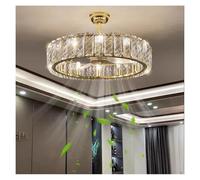 MYTGHBF Lustre, lustres de Salon Modernes K9 Cristal Ventilateur de Plafond à intensité Variable, luminaires Nordiques Silencieux(Medium)