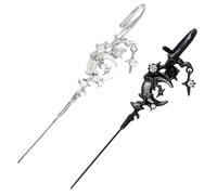 MYTH OF THE MOON Ear Hook Needle Piercing Earring, Creative Star Moon Earrings, Personalized Star Moon Ear Wrap Crawler Hook Earrings, Punk Rock Gothic Moon Star Ear Cuffs for Women (Silver+Black)