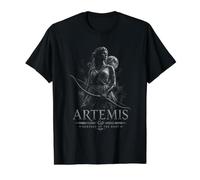 Mythe du Guerrier Lunaire Artemis, déesse de la Chasse T-Shirt Graphique avec Valeur, Homme, Noir, S