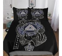 Mythe Viking 3D Parure De Lit Microfibre De Housses De Couette 3 Pièces Douce Ensemble De Housse De Couette avec Taies d'oreiller pour Adultes Enfants King (220x240cm)