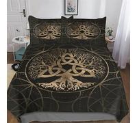 Mythe Viking Housse De Couette avec Taie d'oreiller Parure De Lit Microfibre Coton Set Housse De Couette 3 Pièces Douce Confortable Enfants Adultes Double (200x200cm)