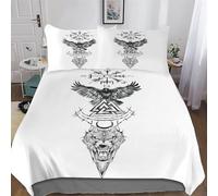Mythe Viking Housse De Couette avec Taies d'oreiller 3 Pièces Housse De Couette Microfibreavec Fermeture Éclair Parure De Lit pour Adultes Et Adolescents Double (200x200cm)
