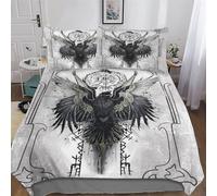 Mythe Viking Modèle Parure De Lit avec Housse De Couette Et Taie d'oreiller 3 Pièces, pour Enfants Adultes, Polycoton, Parure De Lit Microfibreavec Fermeture Éclair King (220x240cm)