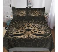 Mythe Viking Motif Parure De Lit 2 Pièces avec Fermeture Eclair avec Taie d'oreiller 3D Douce Microfibre Coton Housse De Couette pour Enfants Adultes Single (135x200cm)