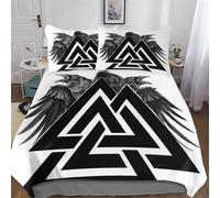 Mythe Viking Motif Parure De Lit 3 Pièces avec Fermeture Eclair avec Taie d'oreiller 3D Douce Microfibre Coton Housse De Couette pour Enfants Adultes King (220x240cm)