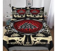 Mythe Viking Motif Parure De Lit Impression 3D Housse De Couette avec Taie d'oreiller - Housse Couette pour Garçons Et Filles Microfibreavec Fermeture Éclair, Single (135x200cm)