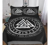 Mythe Viking Parure De Lit 3 Pièces 3D Motif Housse De Couette avec Taie d'oreiller avec Fermeture Éclair Microfibre Douce Hypoallergique pour Enfants Adultes King (220x240cm)