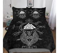 Mythe Viking Parure De Lit 3 Pièces Motif Impression 3D Housse De Couette en Microfibre Hypoallergique avec Fermeture Éclair pour Enfants Et Adolescents King (220x240cm)