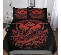Mythe Viking Parure De Lit Housse De Couette avec Taie d'oreiller 3 Pièces Douce Microfibre Coton/Polyester pour Enfants Adultes Ensemble Housse De Couette King (220x240cm)