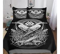 Mythe Viking Parure De Lit pour Enfants Adultes Hypoallergique Housse De Couette Et Taies d'oreiller 3 Pièces Douce Microfibre Coton Housse De Couette Double (200x200cm)