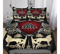 Mythe Viking Parure De Lit pour Enfants Adultes Hypoallergique Housse De Couette Et Taies d'oreiller 3 Pièces Douce Microfibre Coton Housse De Couette Double (200x200cm)