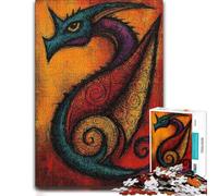Mythic Dragon in Color Fields Expressionist P Puzzle en Bois, 300 pièces | Le tri par zones du motif - une activité facile à interrompre puis reprendre à son propre rythme.