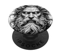 Mythic God Portrait Croquis Noir Blanc Ligne Art PopSockets PopGrip Adhésif