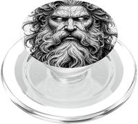 Mythic God Portrait Croquis Noir Blanc Ligne Art PopSockets PopGrip pour MagSafe