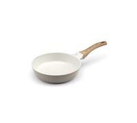 Cuisinox - Mythic - Poêle 2 cm avec revêtement en céramique blanche - Poignée Fixe Soft Touch effet bois - Sans PFOA et PFAS - Coloris Blanc et Gris