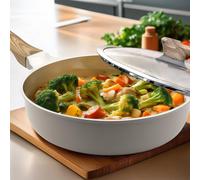 Mythic - Sauteuse 24 cm avec revêtement en céramique blanche et couvercle