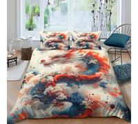 Mythical-dragon- Ensemble De Literie résistante 3 pièces 3D Imprimée Entretien Facile Chinese-fantasy-style Linge de Lit avec Taie d'oreiller Hypoallergique for Chambre à Coucher Single（135x200cm）