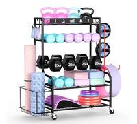 Mythinglogic Support de Yoga, Multifonction Support Halteres s'Applique Également à Kettlebells, Rouleau en Mousse, Sangle de Yoga et Bandes de Résistance (Nouveau Noir)