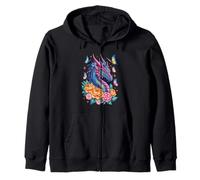 Mythique Dragon Aquarelle Fleurs Beau Art Coloré Sweat à Capuche