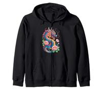 Mythique Dragon Aquarelle Fleurs Beau Art Coloré Sweat à Capuche