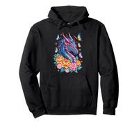 Mythique Dragon Aquarelle Fleurs Beau Art Coloré Sweat à Capuche