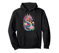 Mythique Dragon Aquarelle Fleurs Beau Art Coloré Sweat à Capuche