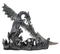 Mythique Guardian Dragon Couteau sur support de présentation Statue pour gothique et décor médiéval Dagues ou de cheminée, bureau et étagère Décorations comme décoration Bureau cadeaux pour hommes