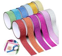 Mythlon 12 Rouleaux Washi Tape Pailleté - Ruban Adhésif Décoratif & Masking Tape Glitter - Lot de Rubans pour Scrapbooking, Bullet Journal, Cadeaux & Bricolage - 15mm x 3m, Adhésif Fort & Sans Résidu