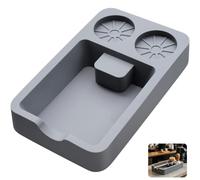 Mythlon Knock Box Bac à Marc de Café, Station de Tassage 3-en-1 en Silicone, Support Porte-Filtre et Tamper, Accessoires Barista pour Machine à Expresso, Design Moderne et Antidérapant, Gris