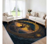 Mythologie celtique Tapis Interieur Poils Antidérapant Courts Doux Moquette, Tapis Arbre de vie sculpture sur pierre Pour Enfants Jeu Garçons Fille Chambre Jouer Ramper 120 x 170 cm Nettoyage Facile