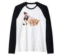 Mythologie Corgi à Trois têtes Fantaisie cœurs Mignons Saint-Valentin Manche Raglan