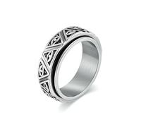 Mythologie égyptienne antique, anneau rotatif en acier inoxydable avec œil d'Horus triangulaire, pyramide gardienne, bijoux tendance en acier inoxydable, 7
