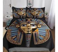 mythologie égyptienne Housse De Couette avec Taies d'oreiller 3 Pièces Housse De Couette Microfibreavec Fermeture Éclair Parure De Lit pour Adultes Et Adolescents Double (200x200cm)