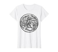 Mythologie Grecque Athéna Déesse Athénienne Athènes Chouette Cadeau T-Shirt Graphique avec Valeur, Femme, Blanc, XS