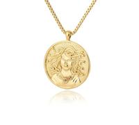 Mythologie grecque Méduse Gorgon Hécate Collier plaqué or 18 carats Médaille Médaille Queen Coin Collier pour femme, One Size, Agate