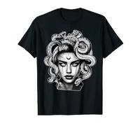 Mythologie Grecque méduse tatouée Blackwork T-Shirt Graphique avec Valeur