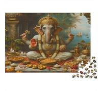 Mythologie hindoue 1000 Pièces Puzzle pour Adultes Seigneur Ganesha Idée Cadeau Challenge Puzzle Aide À La Relaxation Idéal pour Un Cadeau Puzzle pour Accrocher Idée Cadeau 1000pcs (75x50cm)