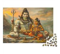 Mythologie hindoue Puzzle 1000 Pièces Adultes Seigneur Shiva Jeu D'adresse Pour Toute La Famille Puzzle Impossible Cadeau Unique Collection D'art Idée Cadeau Aide La Relaxation 1000pcs (75x50cm)