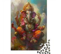 Mythologie hindoue Puzzle De 1000 Pièces pour Adultes Seigneur Ganesha pour L'accrocher Une Fois L'assemblage Terminé Puzzle Pixel Art Puzzle De Qualité Supérieure Cadeau Unique 1000pcs (75x50cm)