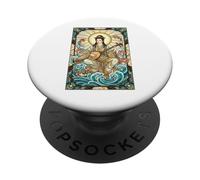 Mythologie Japonaise déesse de la Musique Benzaiten vitrail PopSockets PopGrip Adhésif