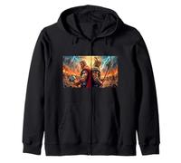 mythologie Odin and Thor The Gods March Into Final Battle Sweat à Capuche