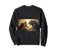 Mythologie Odin Fait Face à Fenrir dans la Saga Nordique Final Battle Sweatshirt