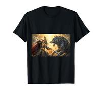 Mythologie Odin Fait Face à Fenrir dans la Saga Nordique Final Battle T-Shirt