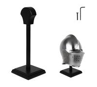 Mythorjan Helmet Stand Wooden Helmet Holder Table Top Display Décor Stand for Spartan, Templar, Motorcycle, Caps, Hat Decorative Desktop Hanger Rack Vintage Home Décor Gift, Black - 14 Inches