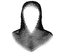 Mythrojan Chainmail Coif Médiéval Chevalier Renaissance Armure Chaîne Mail Hood Viking LARP Calibre 16 - Noir - Large