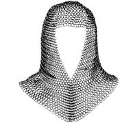 Mythrojan Chainmail Coif Medieval Knight Renaissance Armor Chain Mail Hood Viking LARP 16 Gauge Warrior Knight Medieval Reenactment Gear - Small Size