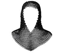 Mythrojan Chainmail Coif Medieval Knight Renaissance Armor Chain Mail Hood Viking LARP 16 Gauge Warrior Knight Cosplay Costume Accessories - Black