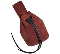 Mythrojan Drawstring Belt Pouch Medieval Renaissance Pouch Viking Waist Pouch with Genuine Suede Leather for Medieval Events, SCA, LARP, Reenactments, Cosplay Costume Accessory - Wine Red